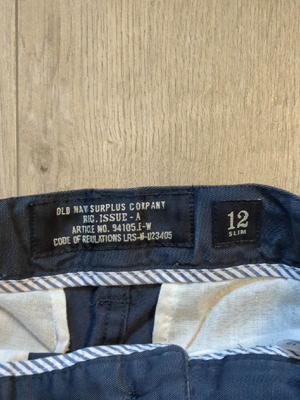 BOYS OLD NAVY VINTAGE WIDE LEG CHINOS (NAVY) SIZE 12 SLIM
